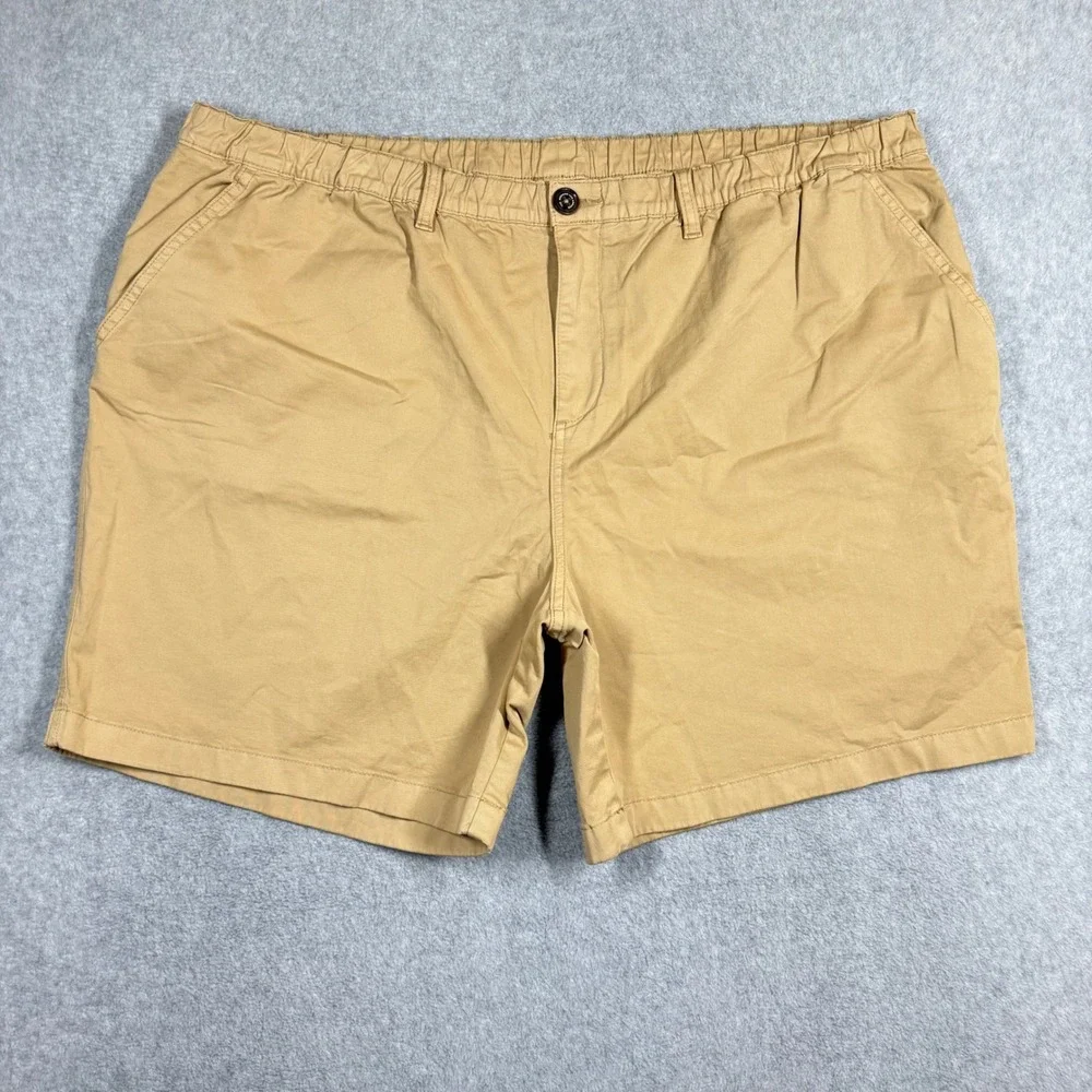 Chubbies Originals 7 Inch Shorts Mens XXXL Khaki Tan Elastic Waist Cotton Blend